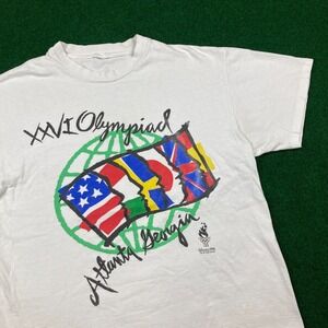 Vintage Atlanta Olympics Shirt Mens M White 1996 Georgia XXVI Olympiad 90s USA